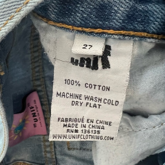 Unif Custon Hand Painted Reworked Straight Leg Acid Washed Jeans 27 Small Doodle - Picture 9 of 13